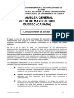 Declaracion de Quebec-30 de Mayo 2002