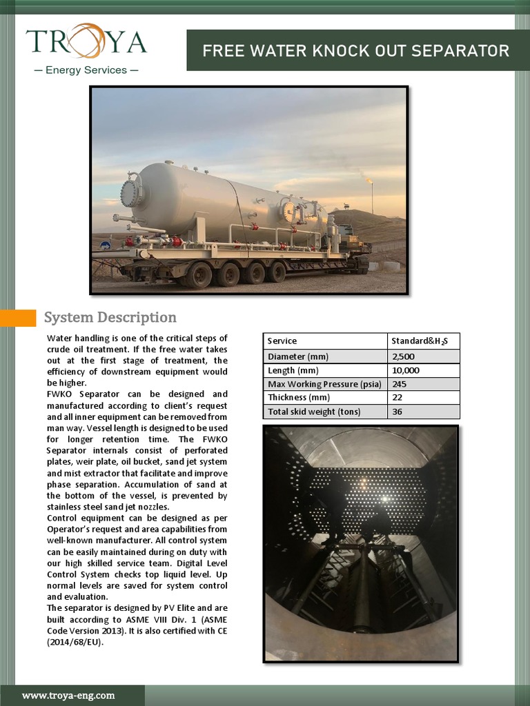 Free Water Knock Out Separator System Description PDF