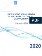 Informe de Seguimiento Plan Operativo Anual de Inversión 2020 Corte 31 Diciembre 2020