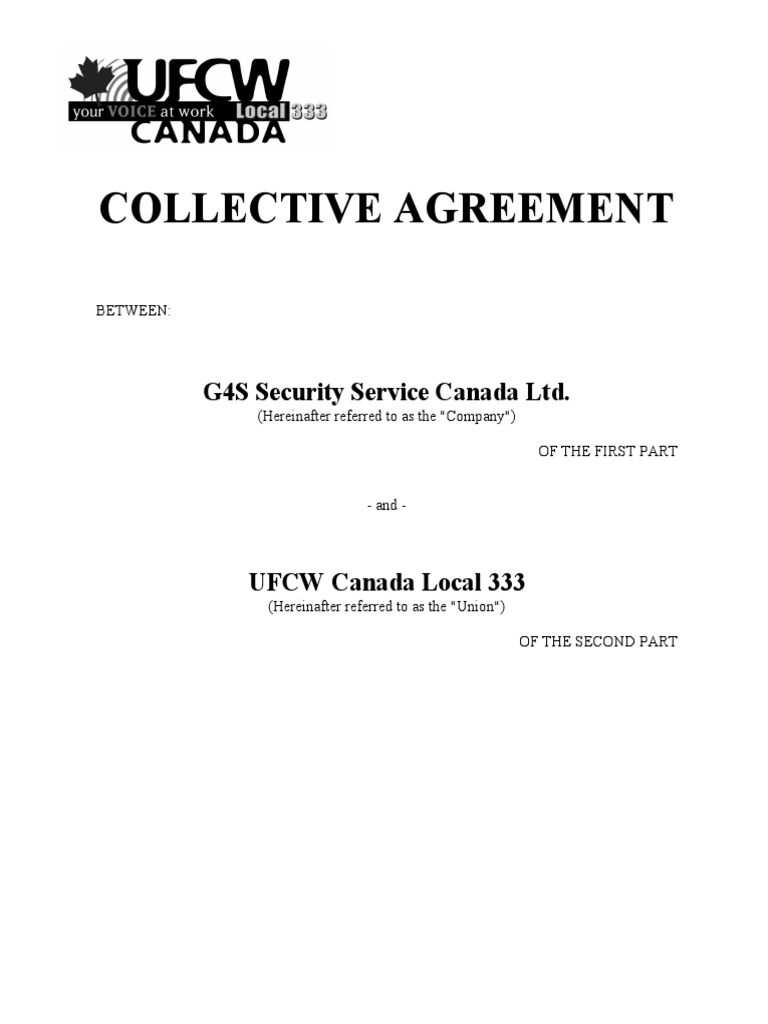 UFCW G4S Collective Agreement Ontario PDF Overtime Employment