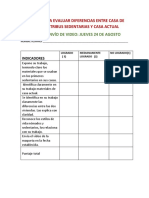 Rúbrica para Evaluar Diferencias Entre Casa de Primeras Tribus Sedentarias y Casa Actual