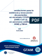 Recomendaciones para La Asistencia y Evacuación de Pacientes en Escenario COVID 19 2019 nCoV en Aeronaves Sanitarias HEMS y FWAA