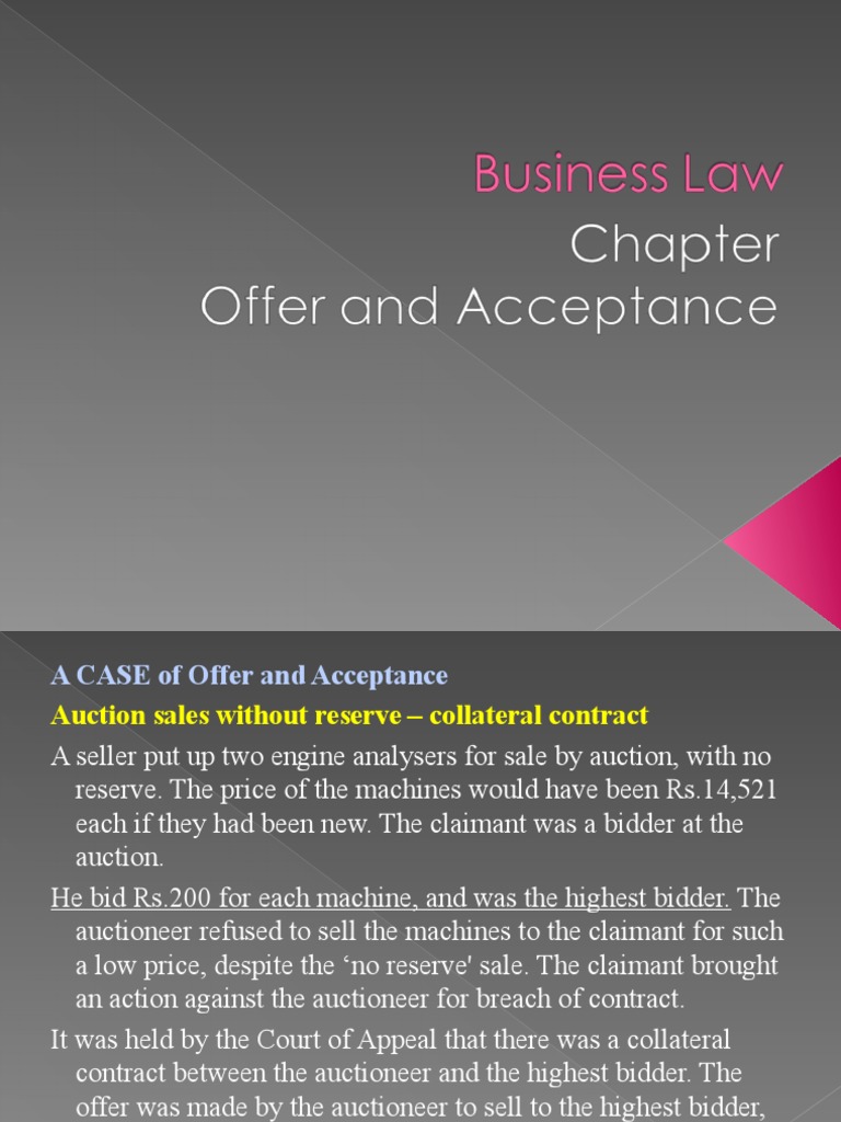 Lecture 5 Offer and Acceptance | PDF | Offer And Acceptance | Auction