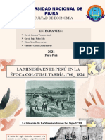 La Minería en El Perú en La Época Colonial Tardía, 1700 - 1824