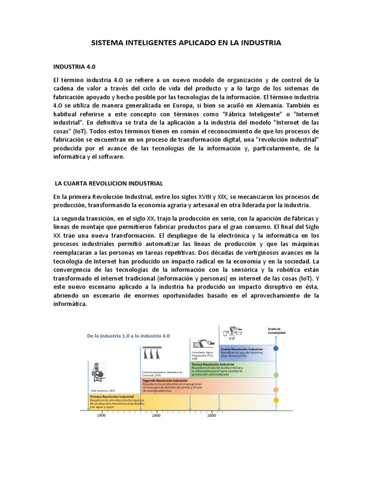 Sistema Inteligentes Aplicado en La Industria | PDF | Internet de las ...