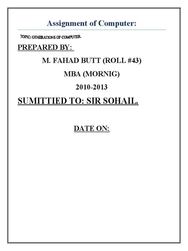 Sumittied To: Sir Sohail.: Assignment of Computer | PDF | Integrated ...
