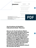 BRASIL. (2013) - Discurso Do VPTemer, Por Ocasião de Jantar Oferecido CNA - Acesso em 070120