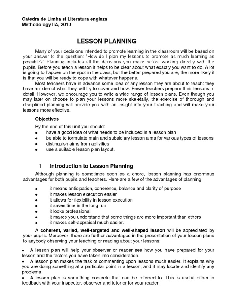 methodology in lesson plan sample