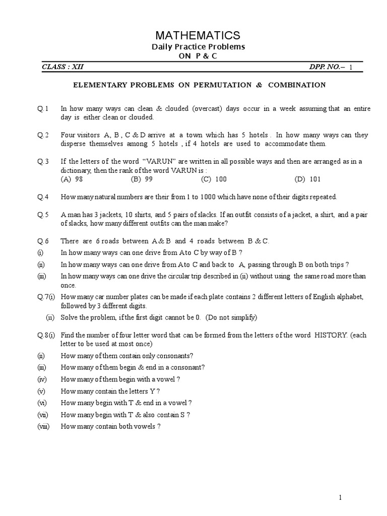 Mathematics: Daily Practice Problems Onp&C | Download Free PDF ...