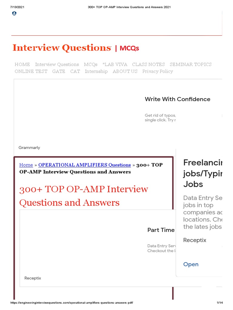 An InDepth Guide to Operational Amplifier Interview Questions and