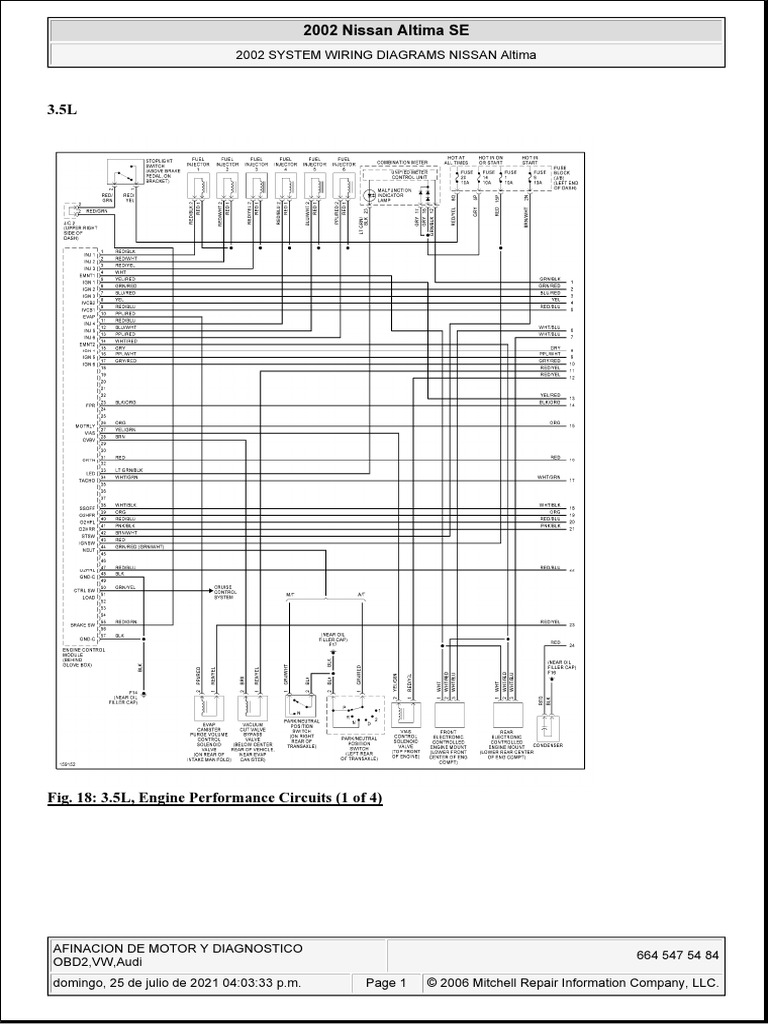 2002 Nissan Altima 3.5L Wiring Diagram | PDF