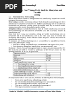 CH 1 CM Cost-Volume-Profit Analysis, Absorption, and Variable Costing