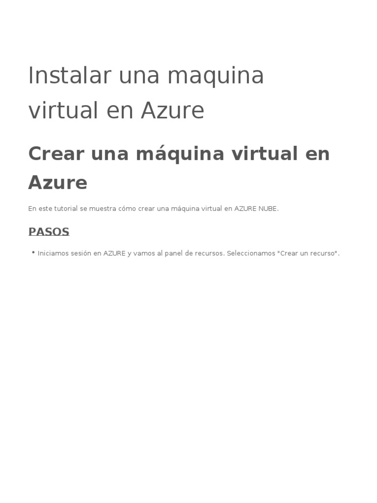 Instalar Una Maquina Virtual en Azure | PDF | Microsoft Azure | Contraseña