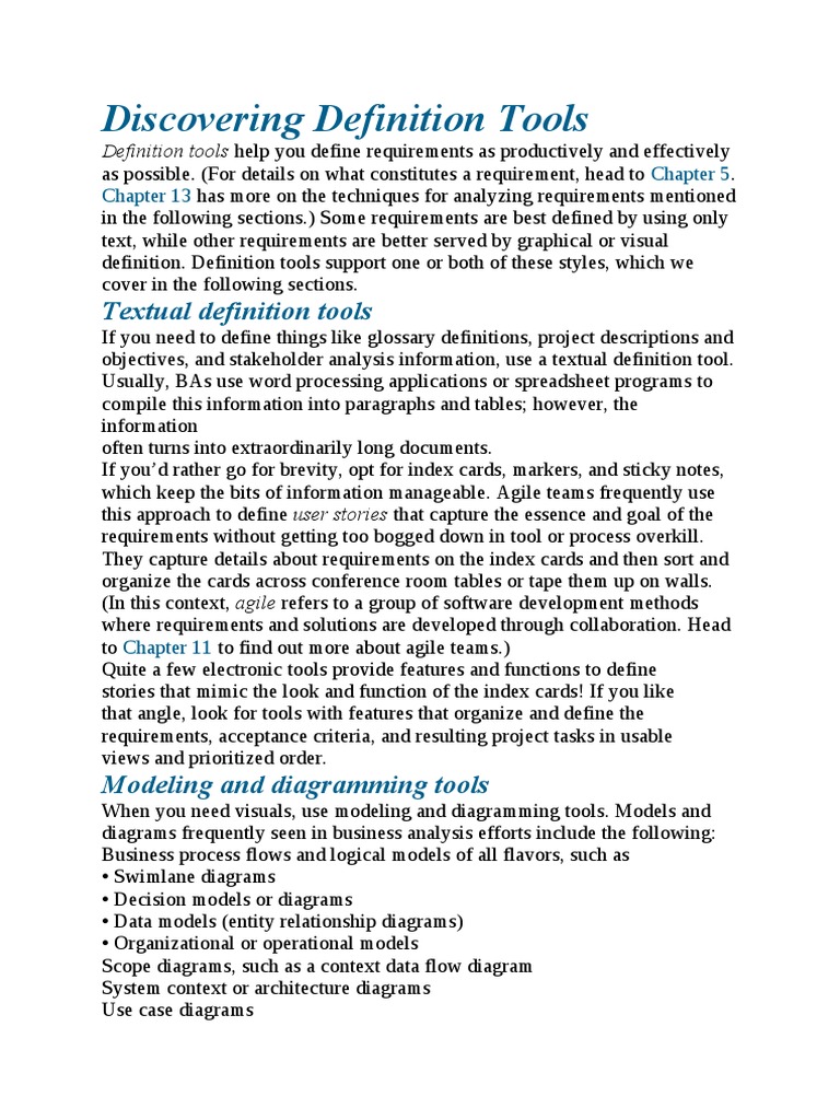 Discovering Definition Tools PDF Software Prototyping Agile
