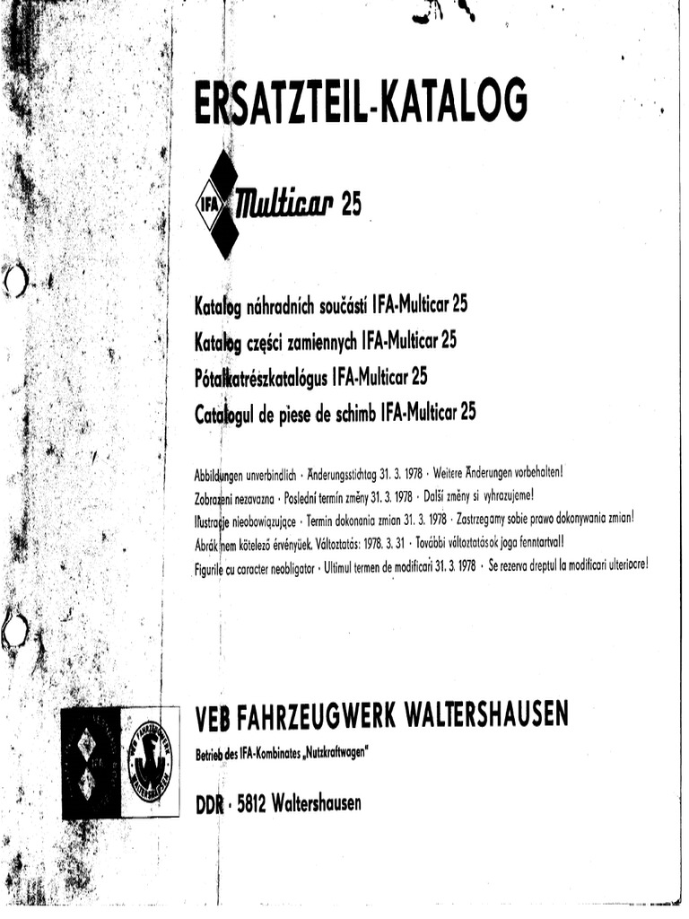 IFA Multicar Diesel Ersatzliste ( zum Download