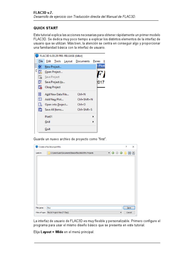 Tutorial Rápido FLAC3D v.7: Primer Modelo | PDF | Software | Informática