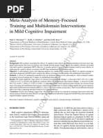 Meta-Analysis of Memory-Focused Training and Multidomain Interventions in MCI, 2020, Sherman Dale