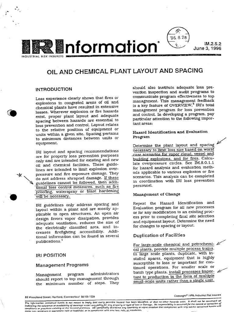 IRI 1996 Oil Chemical Plant Layout Spacing IM252 | PDF