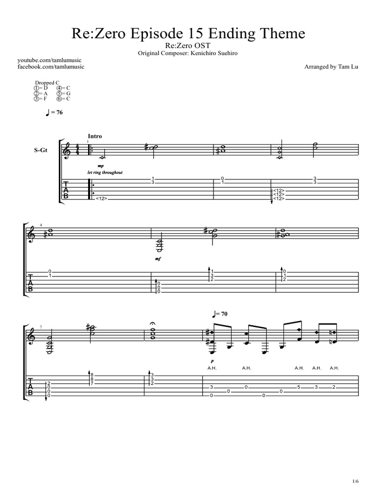 ReZero Episode 15 Ending Theme Tabs PDF