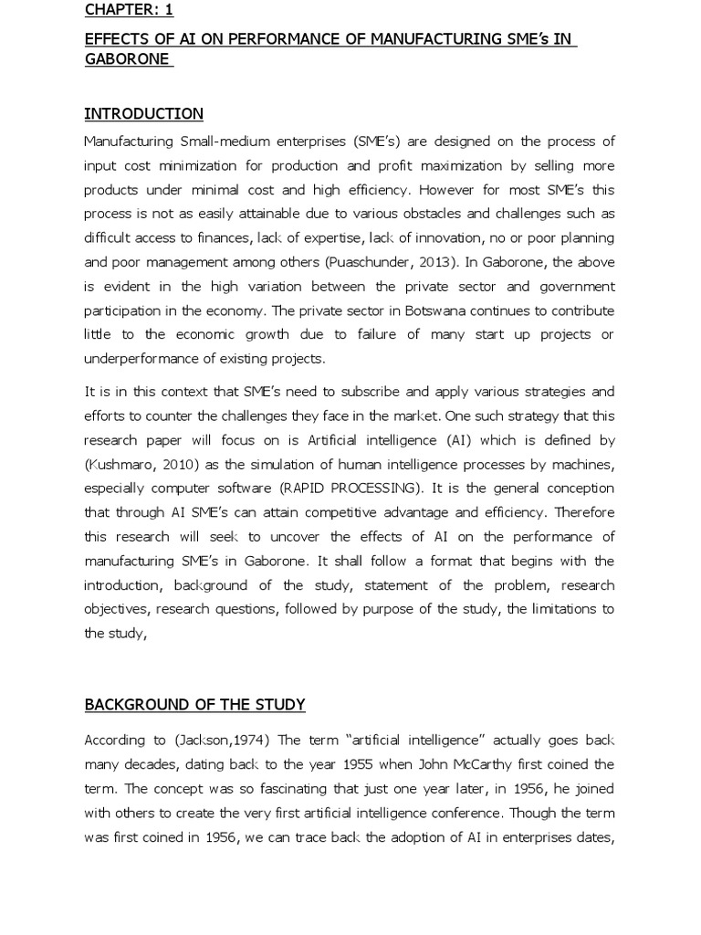 AI Impact on Manufacturing SMEs in Gaborone | PDF | Artificial ...