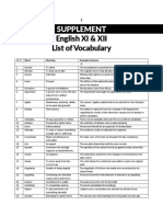 English XI & XII List of Vocabulary: Supplement