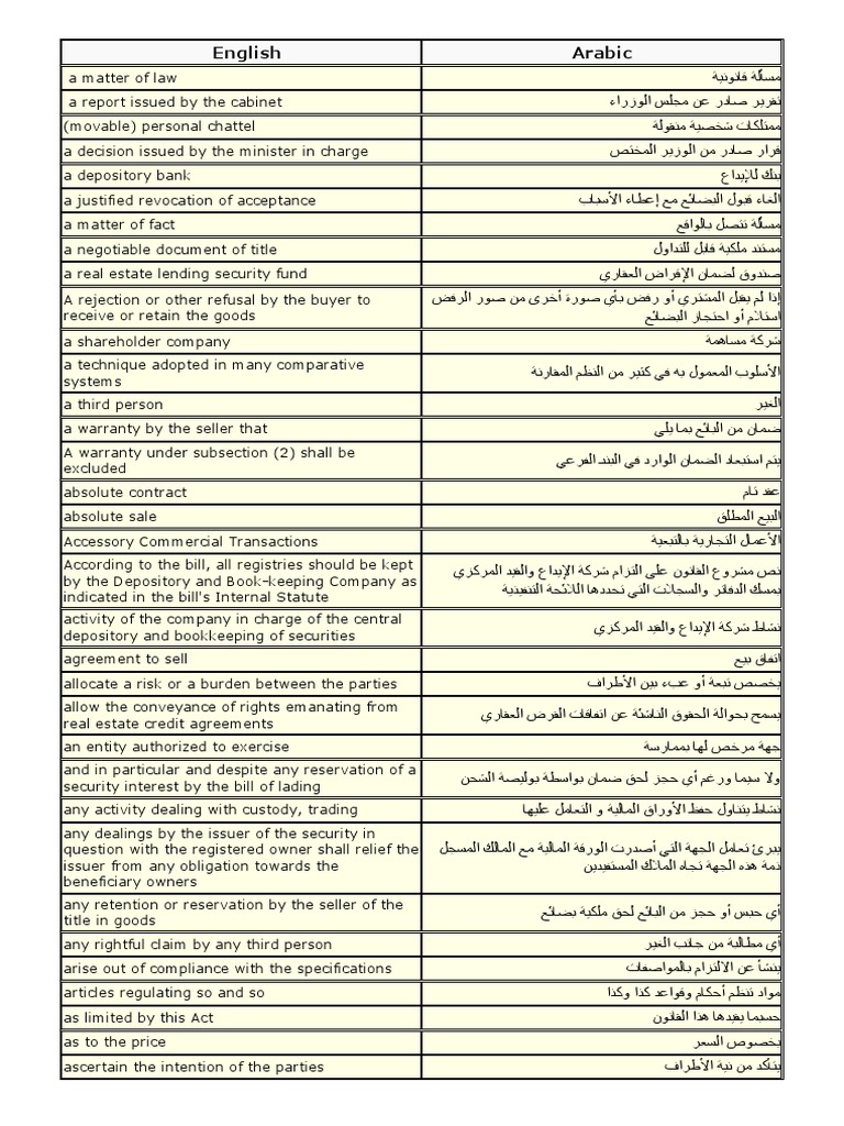Arabic English Law Glossary PDF