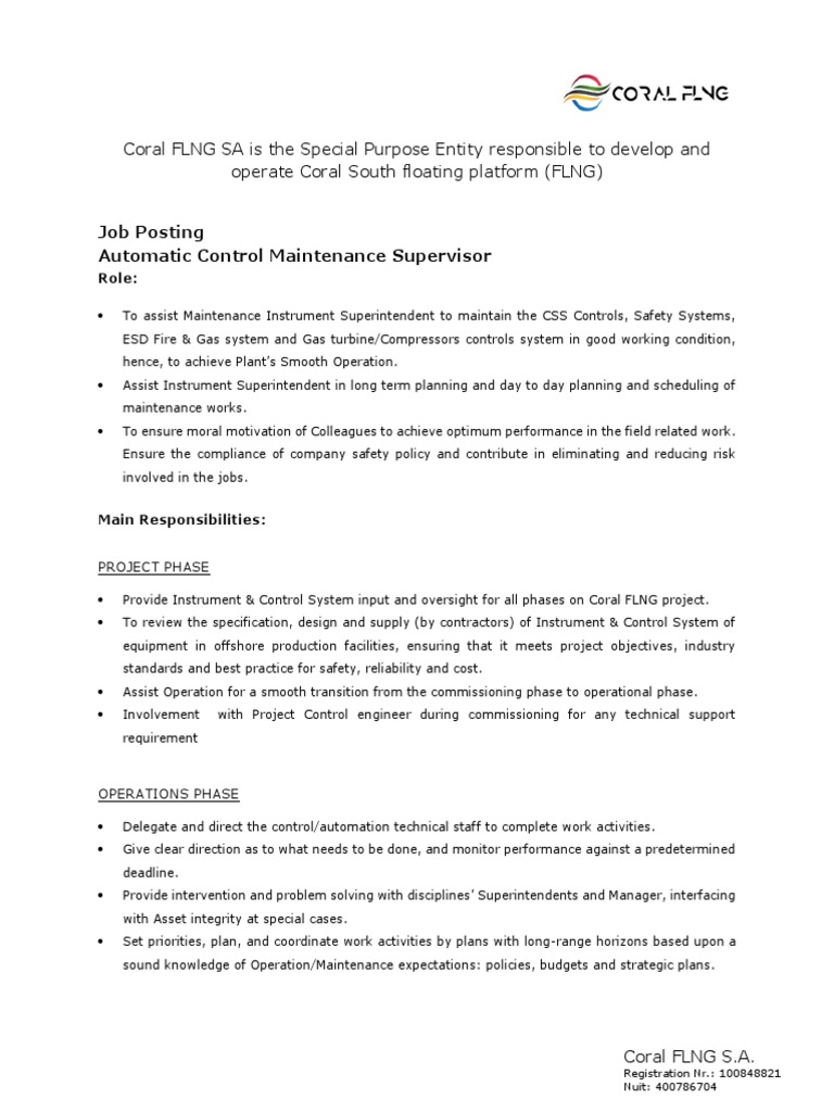 Automatic Control Maintenance Job | PDF | Automation | Reliability ...