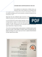 ESSALUD: SALOG RECIBE NUEVA CERTIFICACIÓN ISO 9001:2015