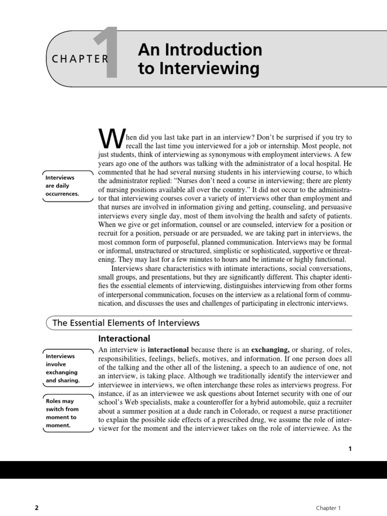 Stewart Ch1 | PDF | Interview | Nonverbal Communication