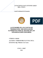 La Economía de Los Costos de Transacción: Una Explicación Alternativa para El Estudio de Las Organizaciones (Resumen)