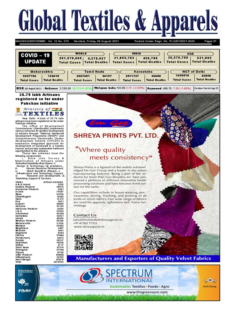 Global Textiles & Apparels - E-Paper - 06 August 2021 | PDF