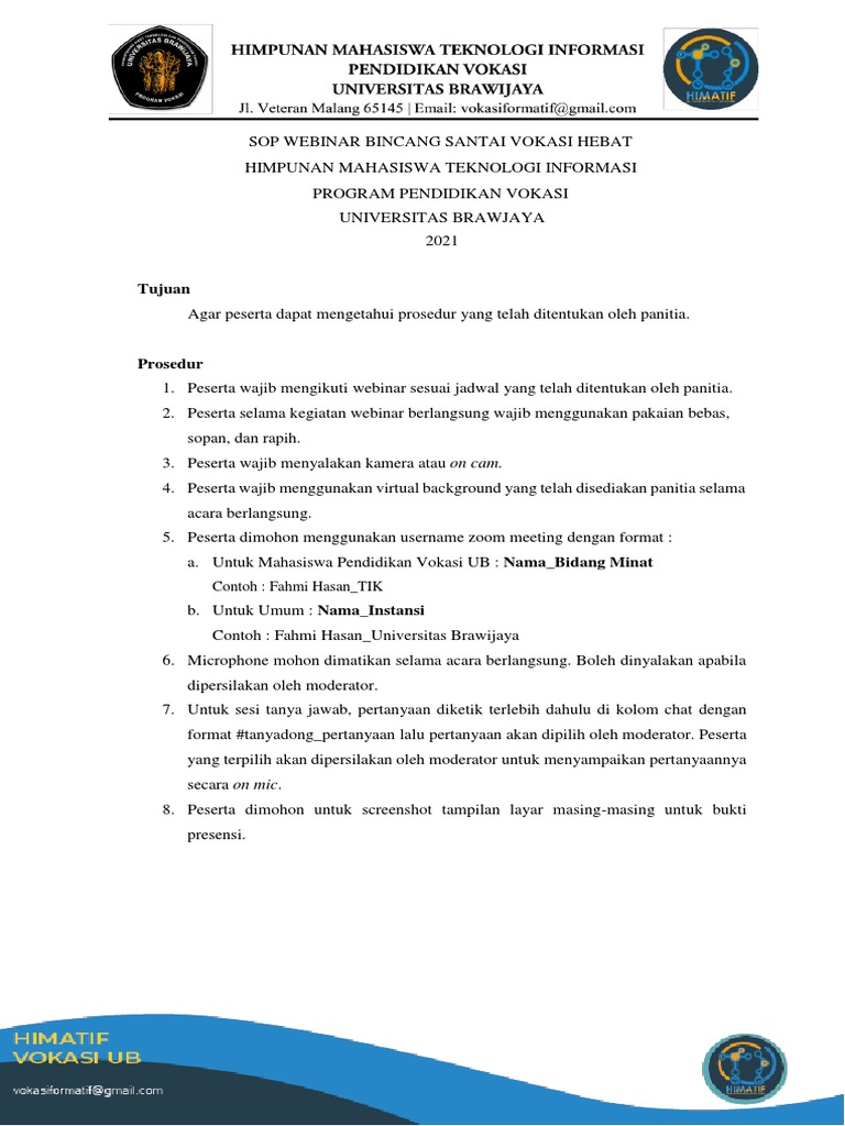 Webinar Procedures For An Informal Career Discussion Pdf