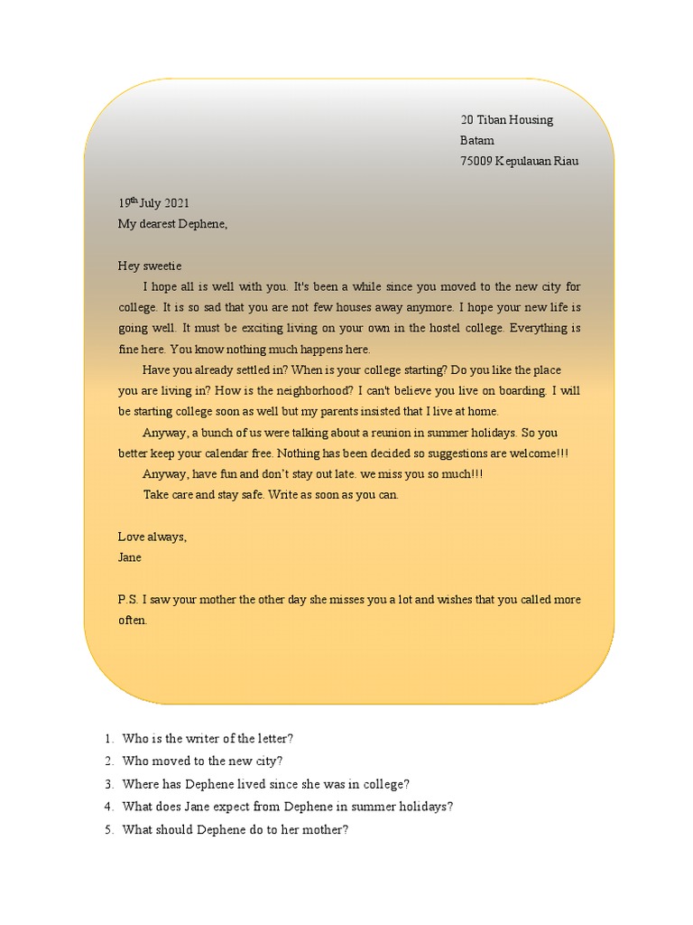 Personal Letter Writing Examples | PDF