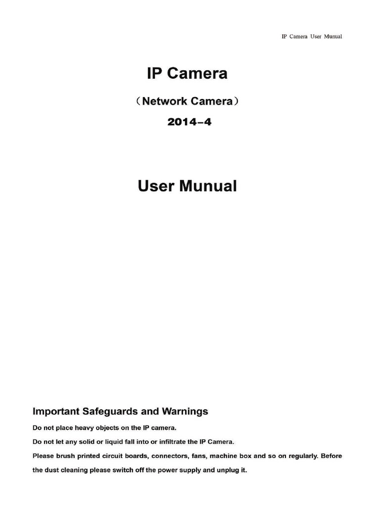 IP Camera User Manual Version) PDF Computer Network Port Networking)