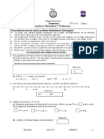 Simulacro Matemática 1º Evaluación: Esta Evaluación Consta de 5 (Cinco) Problemas Distribuidos en 2 (Dos) Páginas