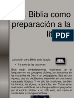 La Biblia Como Preparacin A La Liturgia