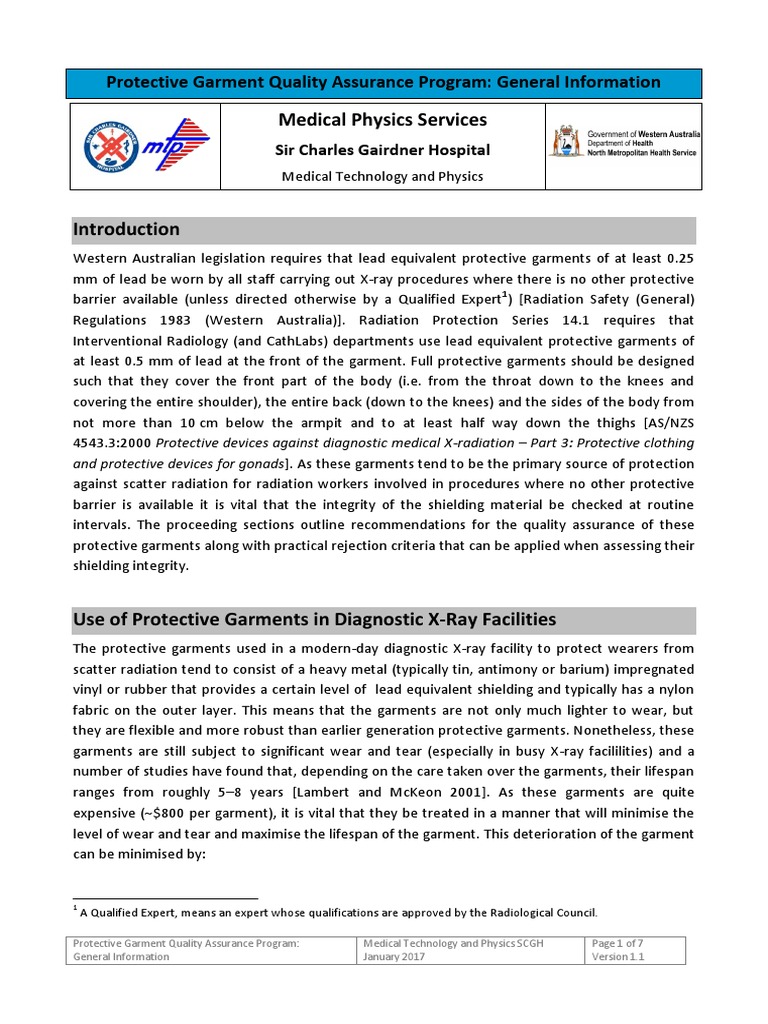 MP Lead Apron Quality Assurance General Information PDF Clothing