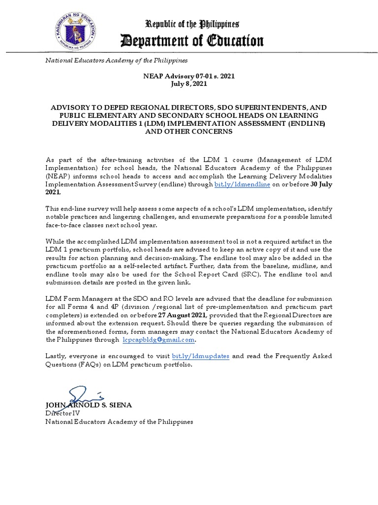 NEAP LDM Implementation Assessment Advisory | PDF
