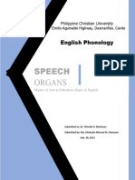 Master of Arts in Education Major in English The Speech Organs