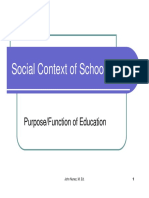 Social Context of Schooling: Purpose/Function of Education