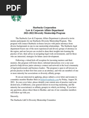 Starbucks Diversity Mentorship Program Overview 2021-2022