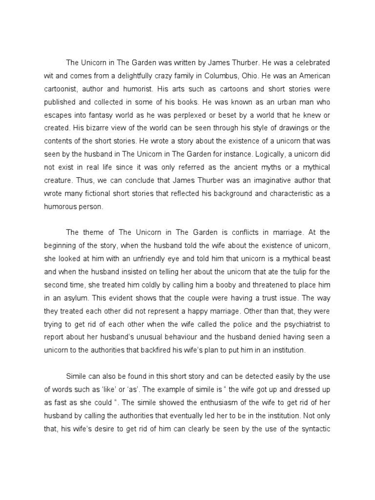 The Unicorn in The Garden Assignment PDF Narration