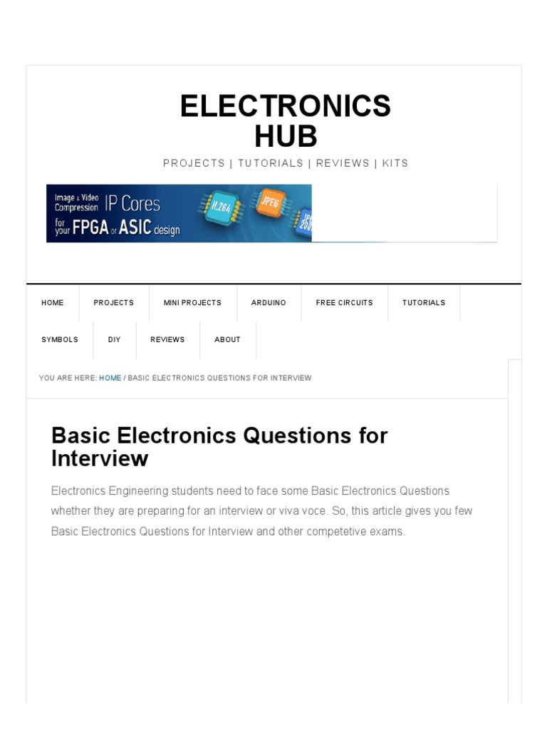 Electronics HUB Basic Electronics Questions For Interview PDF