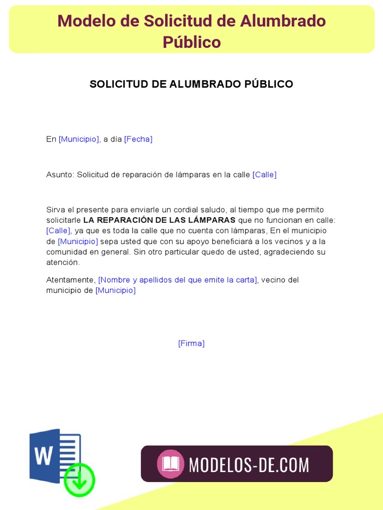Modelo de Solicitud de Alumbrado Público | PDF