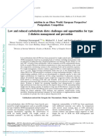 Low and Reduced Carbohydrate Diets: Challenges and Opportunities For Type 2 Diabetes Management and Prevention