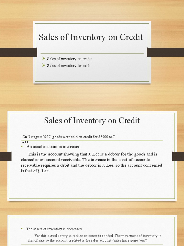 Sales of Inventory On Credit Sales of Inventory For Cash | PDF ...