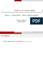 Verma Modules For The Virasoro Algebra: Daniel Liu Nathan Ramesh Mentor: Siddharth Venkatesh
