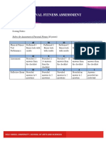 Rubric For Assessment of Personal Fitness (60 Points)