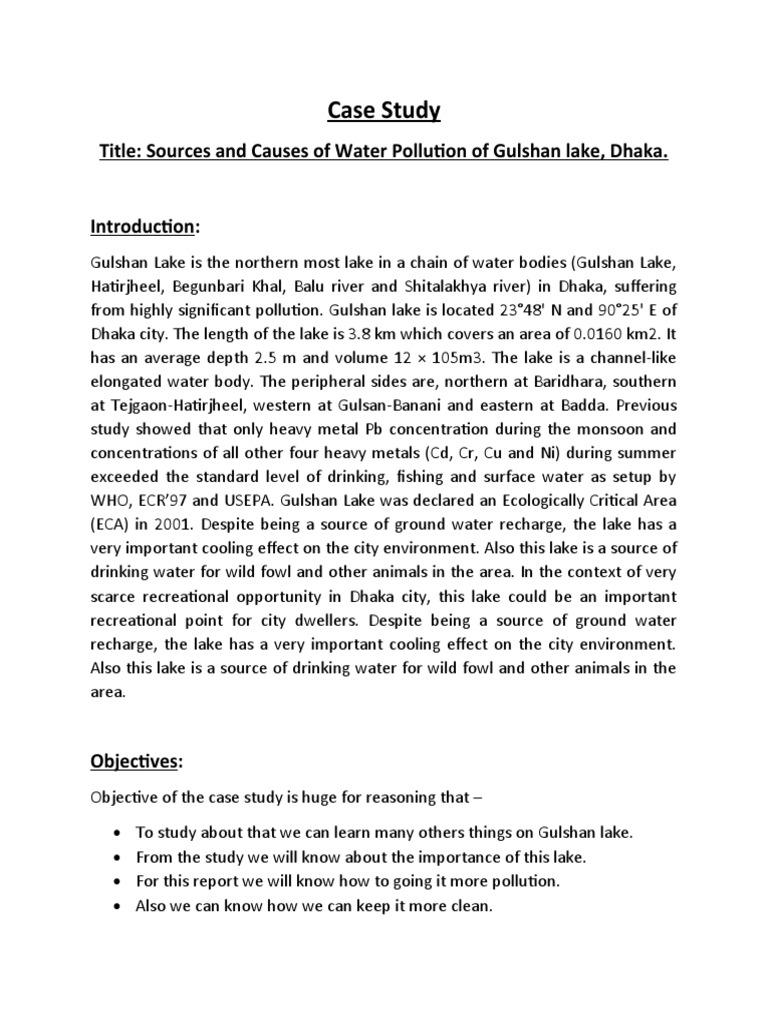 Water Pollution Causes of Gulshan Lake | PDF | Water Pollution | Water