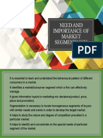 Need and Importance of Market Segmentaion